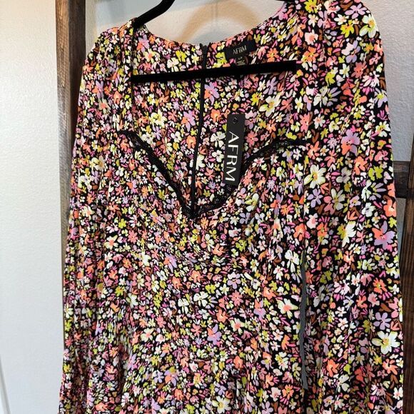 NWT AFRM Floral Crepe Tiered Fit & Flare Mini Dress - Picture 4 of 6
